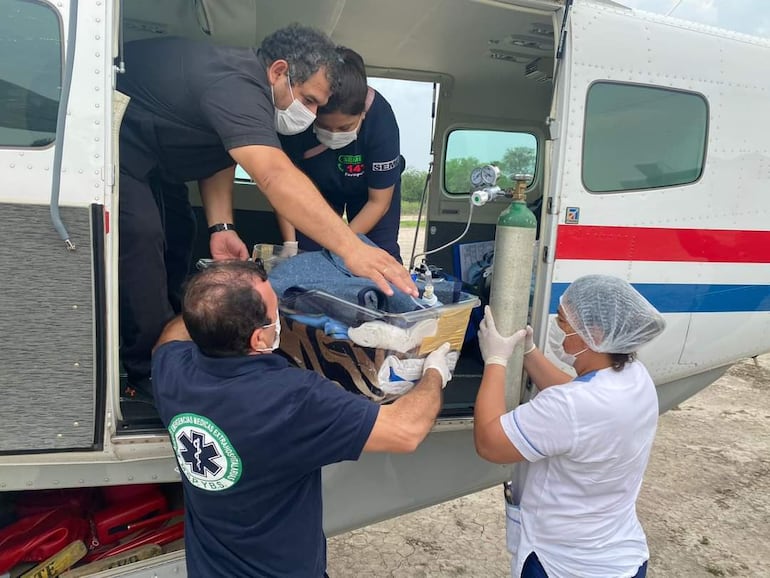 Traslado de paciente aereo en Fuerte Olimpo