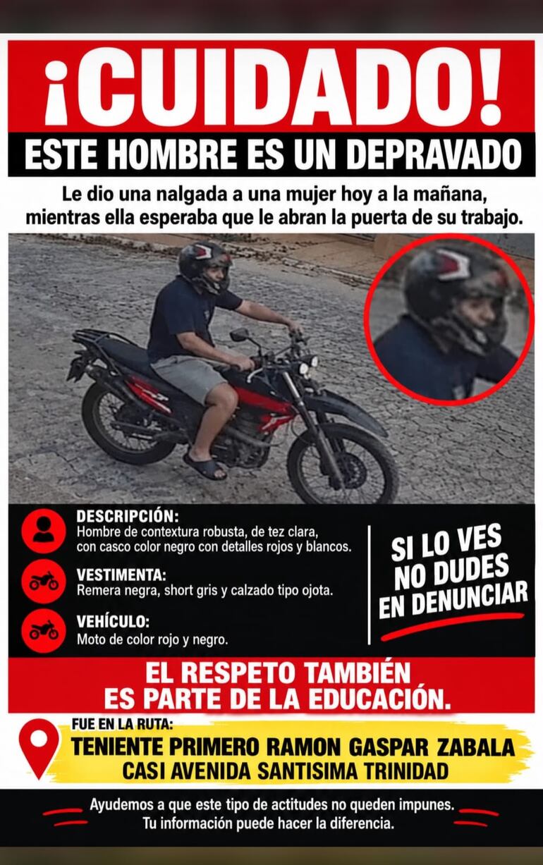 La víctima pide ayuda para identificar a su atacante.