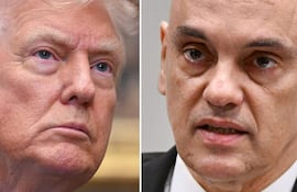 El presidente de Estados Unidos, Donald Trump; y el magistrado brasileño, Alexandre Moraes (d).