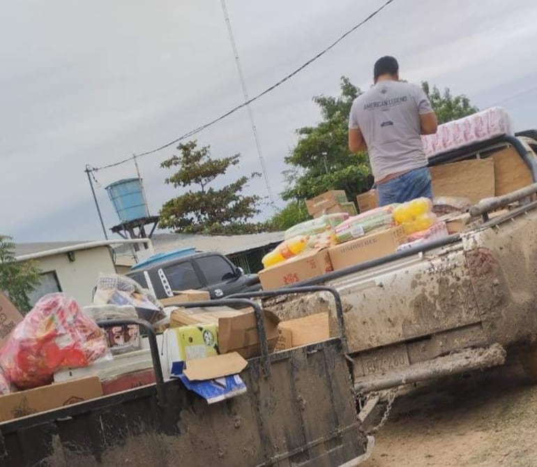 De esta manera llegan las mercaderias a los comercios de la zona