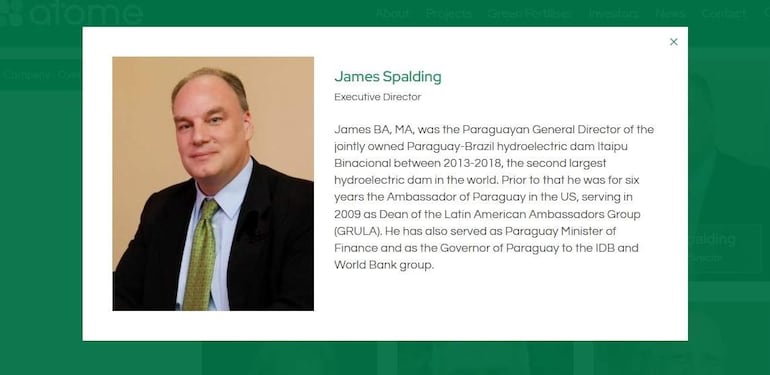 El director ejecutivo James Spalding fue director de la Itaipú en la era Cartes.