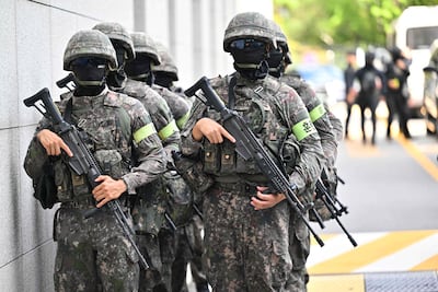 Soldados surcoreanos durante un ejercicio de entrenamiento en Seúl. (Imagen de archivo)