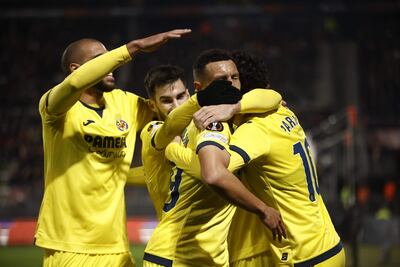 Festejo de los jugadores del Villarreal tras el gol de Dani Parejo