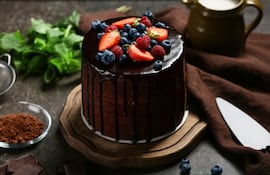 Torta con ganache de chocolate.