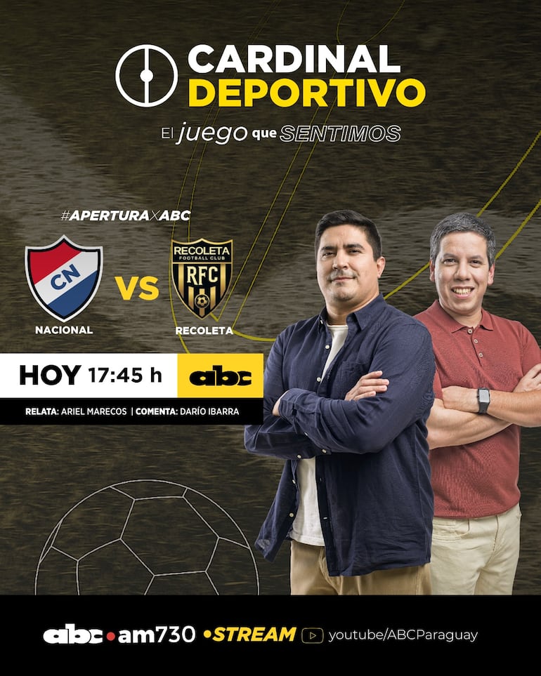 Nacional vs. Recoleta FC, por ABC Cardinal 730 AM y ABC Paraguay en Youtube.