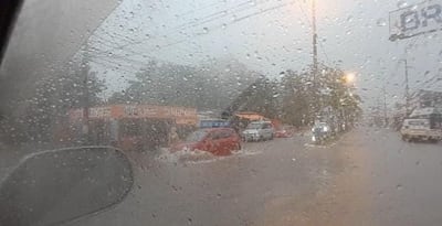 Intensas precipitaciones en el departamento de Ñeembucú, este lunes.