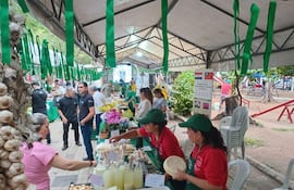 Feria de Agricultura Familiar oferta frutas, verduras, carnes y otros productos.