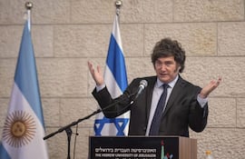 El presidente argentino, Javier Milei, da un discurso en el marco de su visita a la Universidad Hebrea de Jerusalén, en junio pasado.