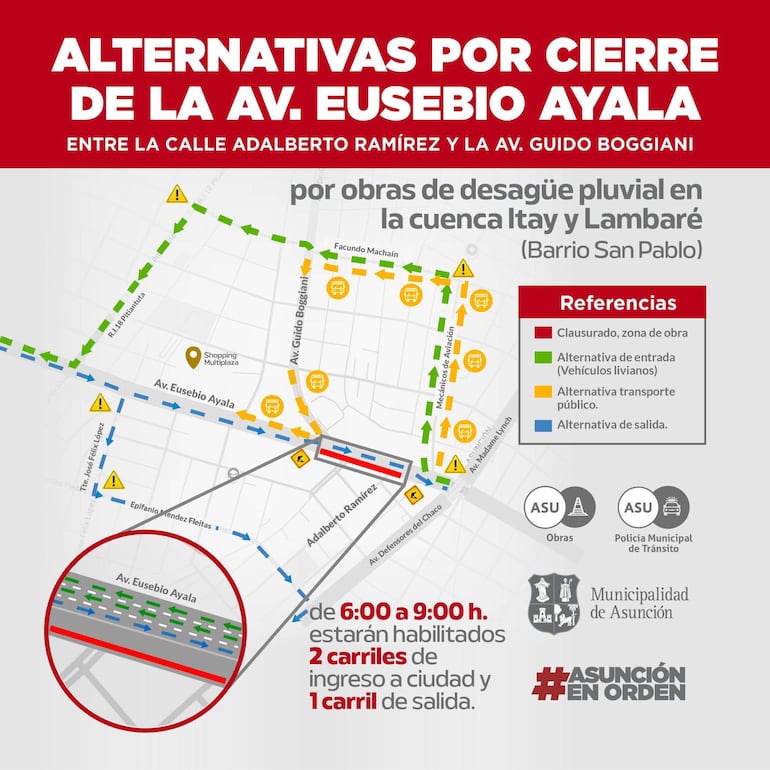 Eusebio Ayala avenida desvíos