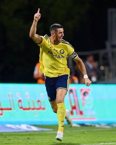 El astro portugués Cristiano Ronaldo dos Santos Aveiro (41 años) celebra en el triunfo del Al Nassr frente al Al-Faisaly.