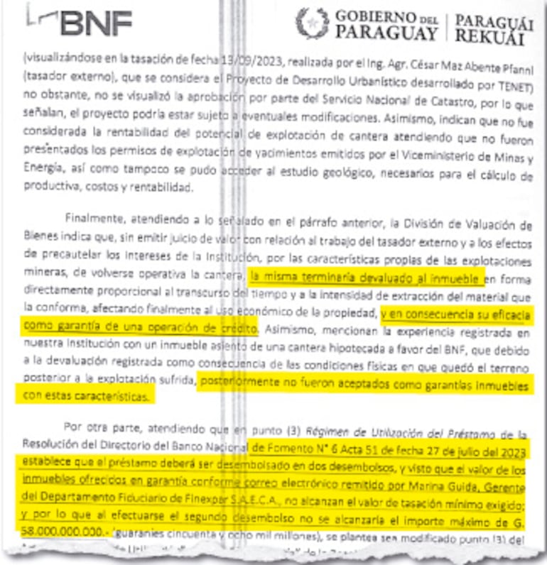 Advertencia que dejó plasmada el Área Comercial en su informe del 9 de octubre de 2023.