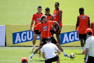 Último entrenamiento de la selección de Colombia previo el juego del jueves ante Bolivia, por la penúltima ronda de las Eliminatorias Sudamericanas.