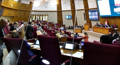 Sesión de la cámara de diputados en el congreso de la nación.