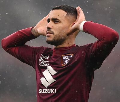 Arnaldo Antonio Sanabria (28 años), luego de marcar el gol del triunfo de Torino sobre Monza por 1-0.