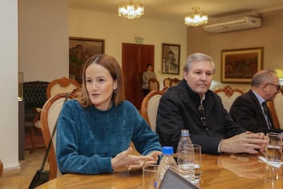 Soledad Núñez y Rafael Filizzola con autoridades del TSJE.