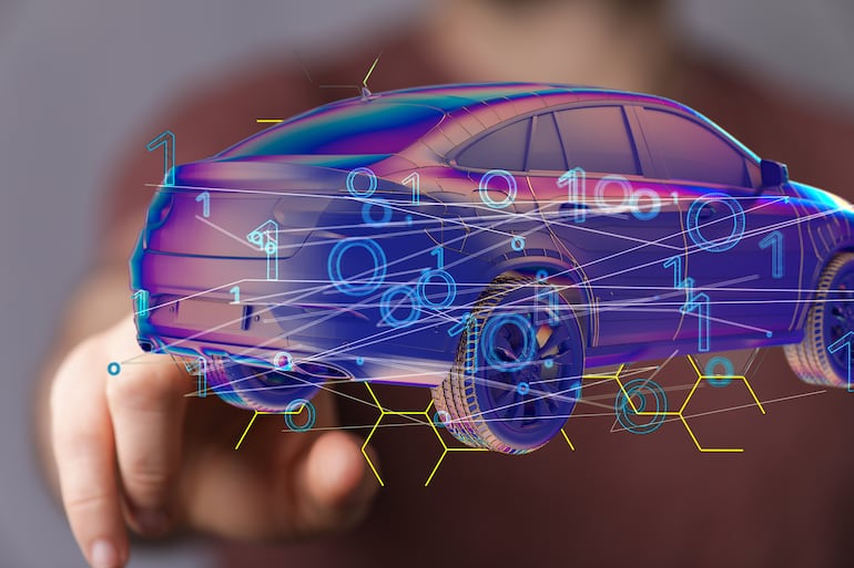 Concepto de automóvil, datos, privacidad, seguros.