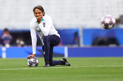 El entrenador Simone Inzaghi del Inter de Milán en el último entrenamiento antes de la final de la Champions League contra el Manchester City en el Olímpico de Estambul, Turquía.