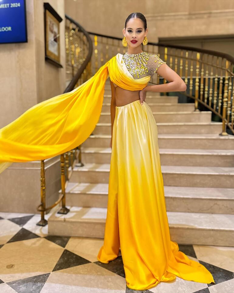 Hermosa nuestra Miss Mundo Paraguay, Dahiana Gatzke, en las actividades previas de la gran final de Miss Mundo. (Instagram/Dahiana Gatzke)