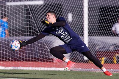 Rodrigo Morínigo jugador de la selección paraguaya, en un entrenamiento en Hostoun, Texas, preparando el debut en la Copa América 2024.
