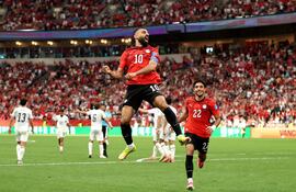 Mohamed Salah de Egipto celebra tras marcar el segundo gol de su equipo durante el partido del Grupo G de la Copa Mundial de la FIFA 2026 entre Nueva Zelanda y Egipto en el BC Place Vancouver.