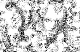 Detalle de un dibujo de Elsie Hill para la portada de Blue Smoke Three (New Jersey, 1985)