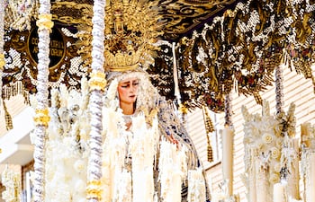 Procesión de la Virgen de la Salud en la Semana Santa en Sevilla, Andalucía, España.