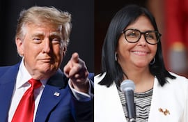 Combo de fotografías de archivo del presidente de Estados Unidos, Donald Trump (i), y de la presidenta encargada de Venezuela, Delcy Rodríguez.