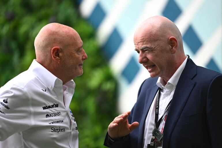 Gianni Infantino no se perdió el Grand Prix de Miami. (Rudy Carezzevoli/Getty Images/AFP)