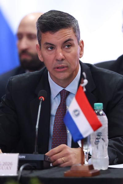 El presidente de Paraguay, Santiago Peña, durante el acto de apertura de la LV Reunión de Ministros del Interior y de Seguridad del Mercosur y Estados Asociados (Foto ilustrativa).