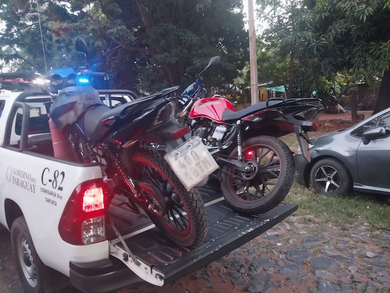 Motocicletas incautadas tras el procedimiento.