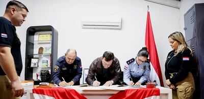 Con la firma del acuerdo, oficializan el trabajo conjunto entre la Policía Nacional, Cuerpo de Bomberos Voluntarios y la Policía de Tránsito Municipal (PMT).