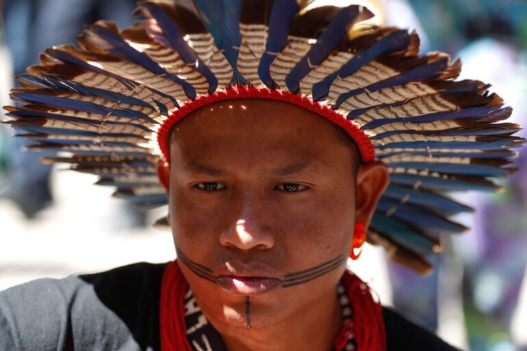 Un integrante de la comunidad indígena Ava Guaraní Paranaense.