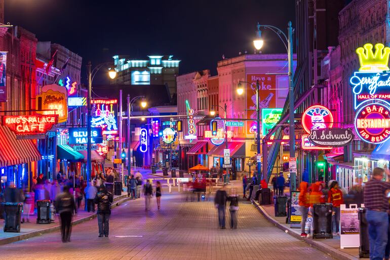 Beale Street en Memphis. EE.UU.