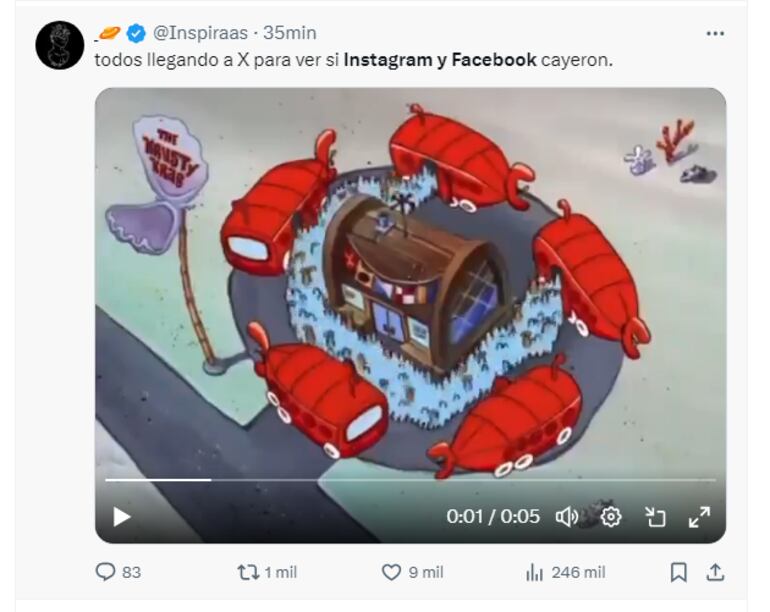 Usuarios de X usan el humor para graficar la caída de Facebook e Instagram.