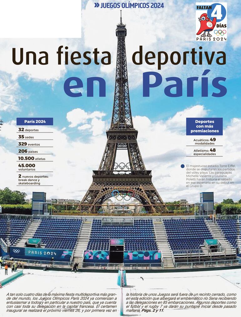 Contratapa del Deportivo edición impresa del lunes 22 de julio de 2024