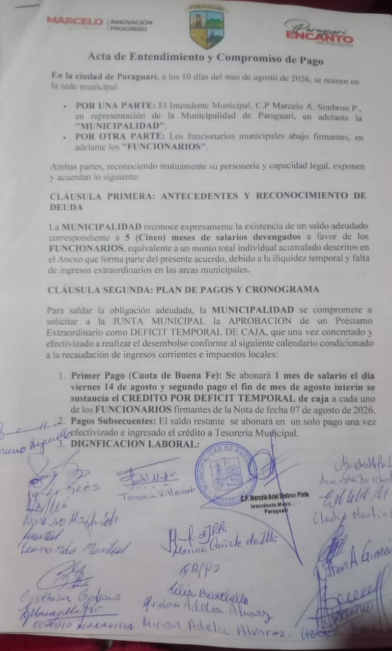 Funcionarios de la Municipalidad de Paraguarí reactivan protesta por incumplimiento en el pago de salarios.