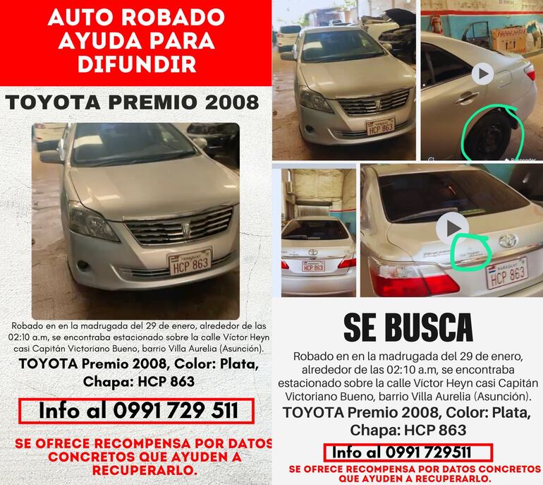 El veh&iacute;culo fue robado durante la madrugada del 29 de enero.