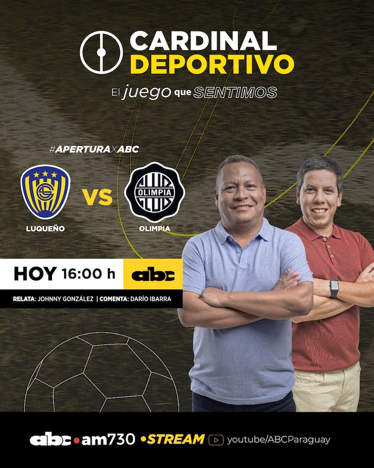 Sportivo Luqueño vs. Olimpia hoy, por ABC Cardinal 730 AM y ABC Paraguay en Youtube.