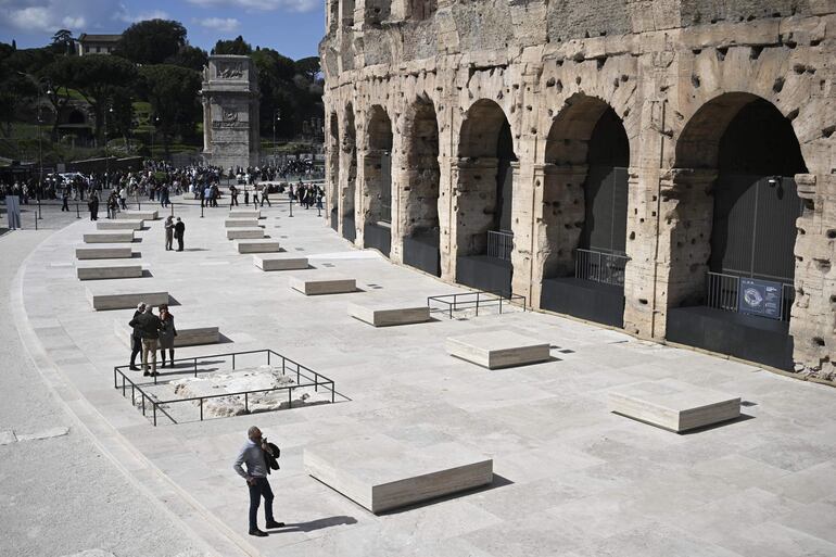 Inauguración del nuevo diseño y del área arqueológica de las ambulacras sur del Coliseo en Roma, Italia, el 17 de marzo de 2026.