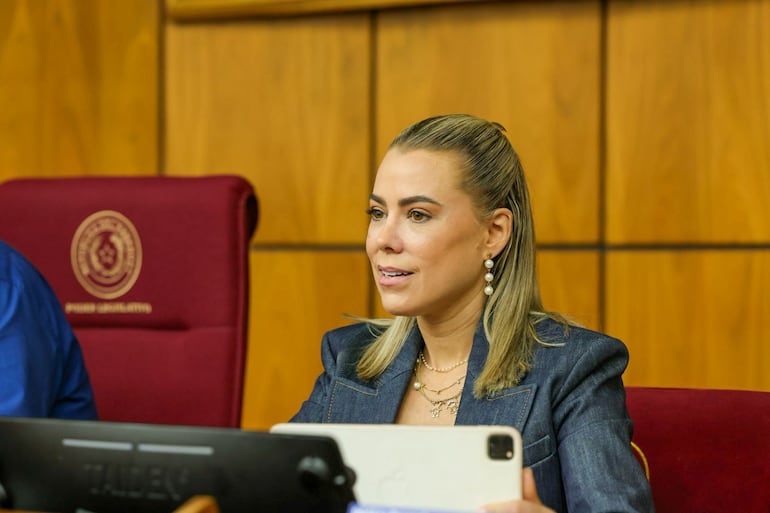 Lizarella Valiente (Senadora ANR) en reunión de Comisión Bicameral de seguimiento de informes de la Contraloria sobre presupuestos ejecutados.