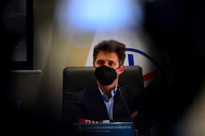Guillermo Barros Schelotto en la presentación como técnico de la selección paraguaya.