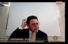 El presidente de Conajzar, José Ortíz, respondió preguntas de senadores durante la interpelación que duro más de cuatro horas, el miércoles 28 de julio.