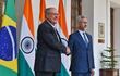 El vicepresidente de Brasil Geraldo Alckmin junto al ministro de Asuntos Exteriores de la India, S. Jaishankar, este viernes en Nueva Delhi.