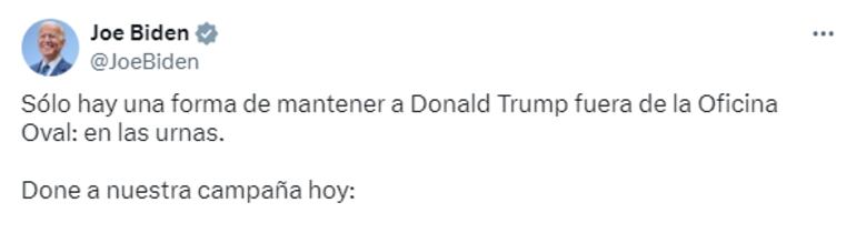 Publicación de Joe Biden en X.