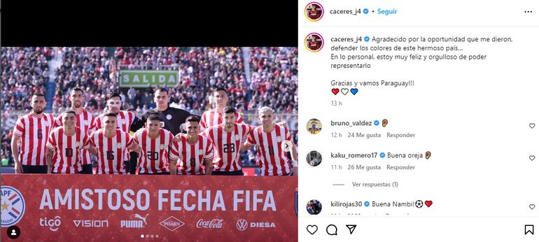 Juan Cáceres, vía Instagram.