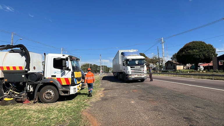 Así se encuentra actualmente el puesto de control de la Patrulla Caminera, ubicado en el kilómetro 48 de la Ruta PY02, en la zona de Pedrozo.