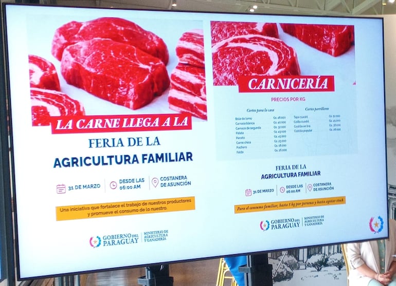 Presentación del ministro Carlos Giménez en el anuncio de la inclusión de carne vacuna en la Feria de la Agricultura Familiar