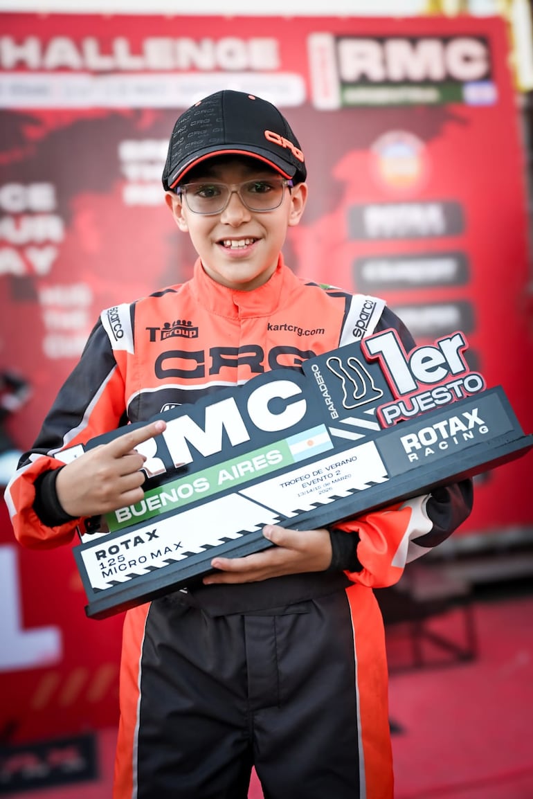 Tony Pugliesi (10 años), piloto paraguayo de karting.