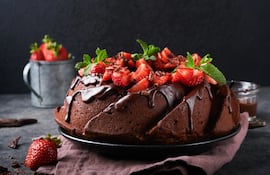 Torta de chocolate y frutilla, imagen ilustrativa.