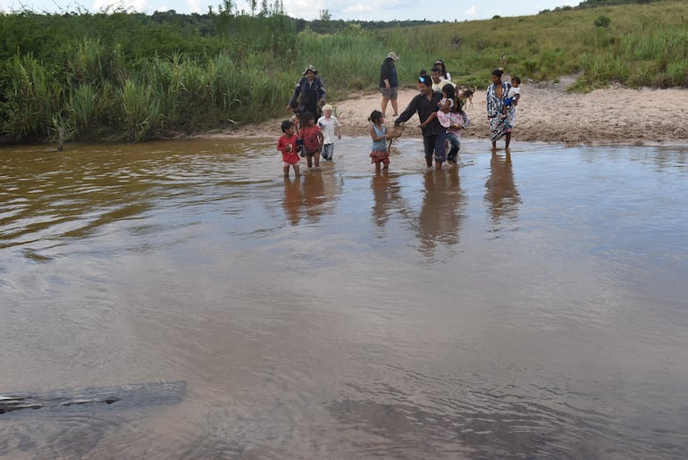 Los lugareños se ven obligados a cruzar con las criaturas el cauce del arroyo Tapiracuai para salir hacia el asentamiento La Paloma que ya cuenta con un camino habilitado